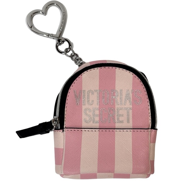 Victoria's Secret Accessories - Victoria’s Secret Mini Pink Striped  Backpack Keychain NWOT